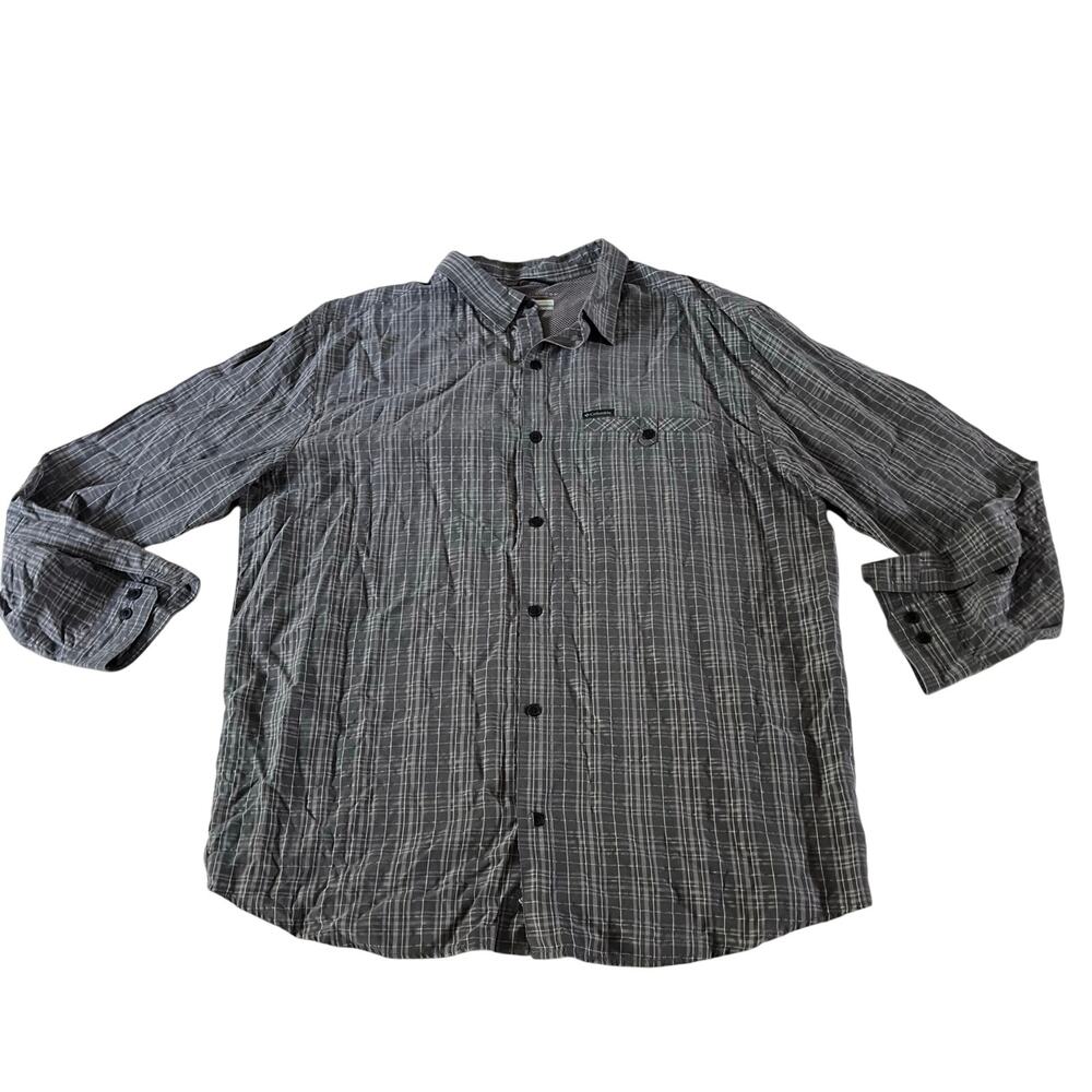 Columbia Omni Shade Grey Plaid Long Sleeve Sun Protection Button Shirt Men's 2X